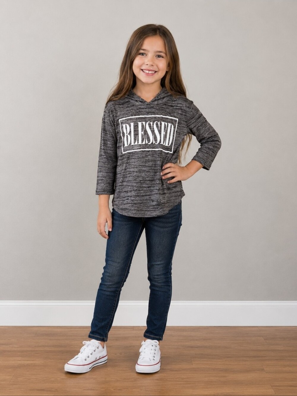 GIRLS lightweight Hooded shirt Blessed 6X